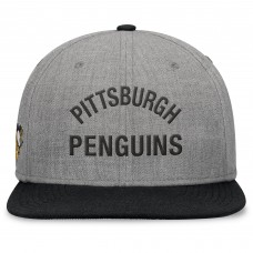 Бейсболка Pittsburgh Penguins Fanatics Elements Flat Brim Leather Strapback - Heather Gray