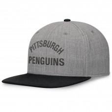 Бейсболка Pittsburgh Penguins Fanatics Elements Flat Brim Leather Strapback - Heather Gray