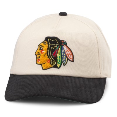 Бейсболка Chicago Blackhawks American Needle Cream/Black Burnett