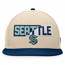 Seattle Kraken Fanatics Cream/Deep Sea Blue Goalaso Snapback Hat