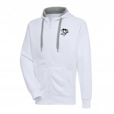 Толстовка на молнии Pittsburgh Penguins Antigua Metallic Logo Victory - White