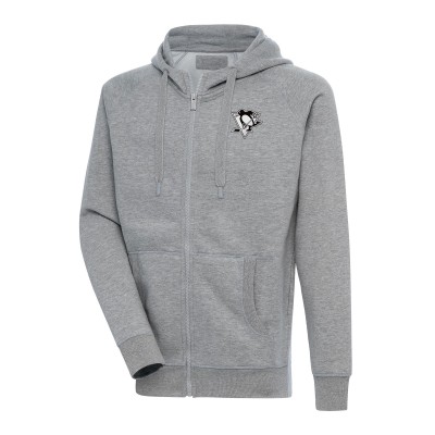Толстовка на молнии Pittsburgh Penguins Antigua Metallic Logo Victory - Heather Gray