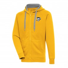 Толстовка на молнии Pittsburgh Penguins Antigua Gold Metallic Logo Victory