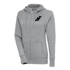 Женская толстовка New Jersey Devils Antigua Heather Gray Metallic Logo Victory Full-Zip Женская толстовка New Jersey Devils Antigua Heather Gray Metallic Logo Victory Full-Zip
