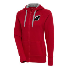 Женская толстовка New Jersey Devils Antigua Red Metallic Logo Victory Full-Zip Женская толстовка New Jersey Devils Antigua Red Metallic Logo Victory Full-Zip