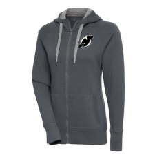 Женская толстовка New Jersey Devils Antigua Charcoal Metallic Logo Victory Full-Zip Женская толстовка New Jersey Devils Antigua Charcoal Metallic Logo Victory Full-Zip