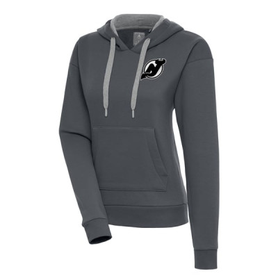 Женская толстовка New Jersey Devils Antigua Charcoal Metallic Logo Victory