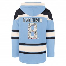 Washington Capitals Alexander Ovechkin 47 Light Blue Cherry Blossom Player Name & Number Lacer Pullover Hoodie