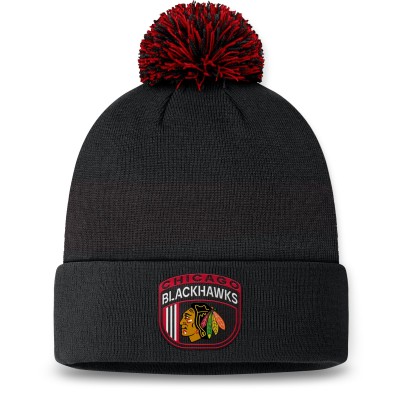 Шапка с помпоном Chicago Blackhawks 2024 NHL Draft Cuffed Knit - Black