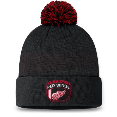 Шапка с помпоном Detroit Red Wings Fanatics 2024 NHL Draft Cuffed Knit - Black