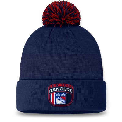 Шапка с помпоном New York Rangers Fanatics 2024 NHL Draft Cuffed Knit - Navy