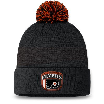 Шапка с помпоном Philadelphia Flyers Fanatics 2024 NHL Draft Cuffed Knit - Black