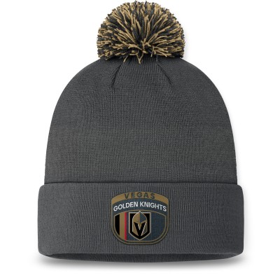 Шапка с помпоном Vegas Golden Knights Fanatics 2024 NHL Draft Cuffed Knit - Charcoal