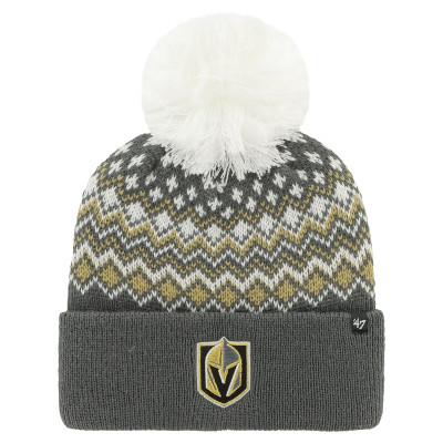 Женская шапка с помпоном Vegas Golden Knights 47 Charcoal Elsa Cuffed