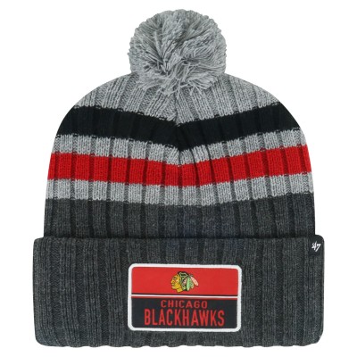 Шапка с помпоном Chicago Blackhawks 47 Stack Patch Cuffed Knit - Gray