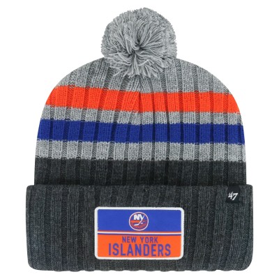Шапка с помпоном New York Islanders 47 Stack Patch Cuffed Knit - Gray