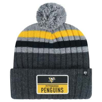Шапка с помпоном Pittsburgh Penguins 47 Gray Stack Patch