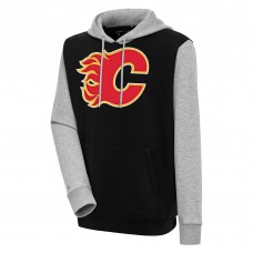 Толстовка Calgary Flames Antigua Victory Colorblock - Black/Heather Gray