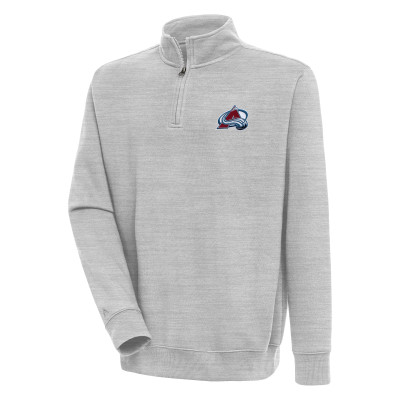 Colorado Avalanche Antigua Heather Gray Victory Quarter-Zip Pullover Top