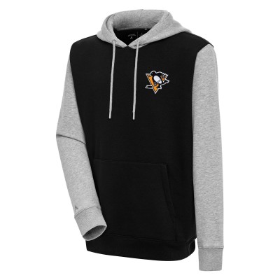 Толстовка Pittsburgh Penguins Antigua Victory Colorblock - Black/Heather Gray
