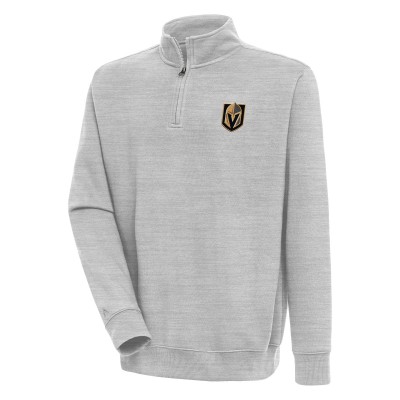 Vegas Golden Knights Antigua Heather Gray Victory Quarter-Zip Pullover Top