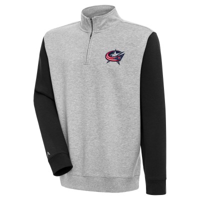 Кофта на короткой молнии Columbus Blue Jackets Antigua Victory Colorblock - Heather Gray/Black