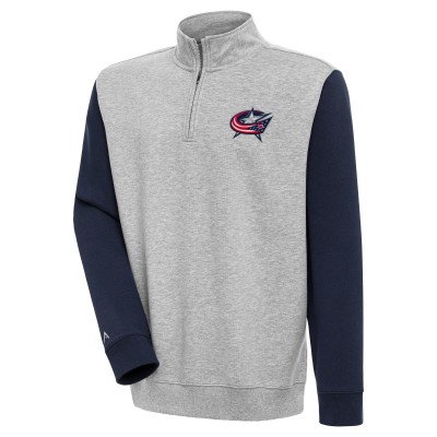 Кофта на короткой молнии Columbus Blue Jackets Antigua Victory Colorblock - Heather Gray/Navy