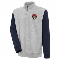 Florida Panthers Antigua Victory Colorblock Quarter-Zip Pullover Top - Heather Gray/Navy
