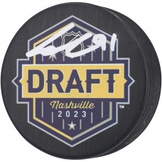 Шайба Leo Carlsson Anaheim Ducks Autographed Fanatics Authentic 2023 Draft Logo