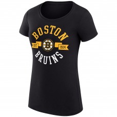 Футболка WoBoston Bruins G-III 4Her by Carl Banks Black Super-Slim Fit Lightweight City Graphic Sport Crewneck