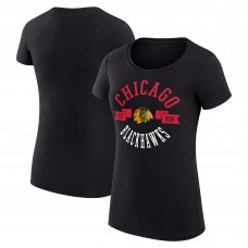 Футболка WoChicago Blackhawks G-III 4Her by Carl Banks Black Super-Slim Fit Lightweight City Graphic Sport Crewneck