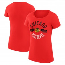 Футболка WoChicago Blackhawks G-III 4Her by Carl Banks Red Super-Slim Fit Lightweight City Graphic Sport Crewneck