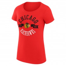 Футболка WoChicago Blackhawks G-III 4Her by Carl Banks Red Super-Slim Fit Lightweight City Graphic Sport Crewneck