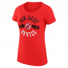 Футболка WoNew Jersey Devils G-III 4Her by Carl Banks Red Super-Slim Fit Lightweight City Graphic Sport Crewneck