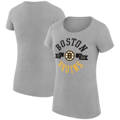 Футболка WoBoston Bruins G-III 4Her by Carl Banks Heather Gray Super-Slim Fit Lightweight City Graphic Sport Crewneck