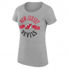 Футболка WoNew Jersey Devils G-III 4Her by Carl Banks Heather Gray Super-Slim Fit Lightweight City Graphic Sport Crewneck