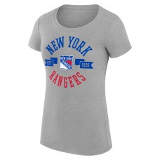 WoNew York Rangers G-III 4Her by Carl Banks Heather Gray Super-Slim Fit Lightweight City Graphic Sport Crewneck T-Shirt WoNew York Rangers G-III 4Her by Carl Banks Heather Gray Super-Slim Fit Lightweight City Graphic Sport Crewneck T-Shirt