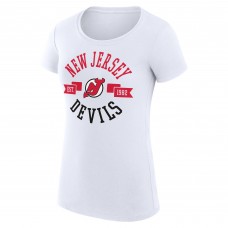 Футболка WoNew Jersey Devils G-III 4Her by Carl Banks White Super-Slim Fit Lightweight City Graphic Sport Crewneck