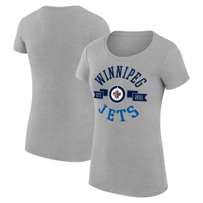 Футболка WoWinnipeg Jets G-III 4Her by Carl Banks Heather Gray Super-Slim Fit Lightweight City Graphic Sport Crewneck