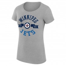 Футболка WoWinnipeg Jets G-III 4Her by Carl Banks Heather Gray Super-Slim Fit Lightweight City Graphic Sport Crewneck