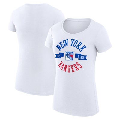 WoNew York Rangers G-III 4Her by Carl Banks White Super-Slim Fit Lightweight City Graphic Sport Crewneck T-Shirt