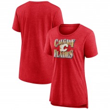 Женская Calgary Flames Red Crash the Net Tri-Blend T-Shirt