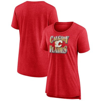 Женская Calgary Flames Red Crash the Net Tri-Blend T-Shirt