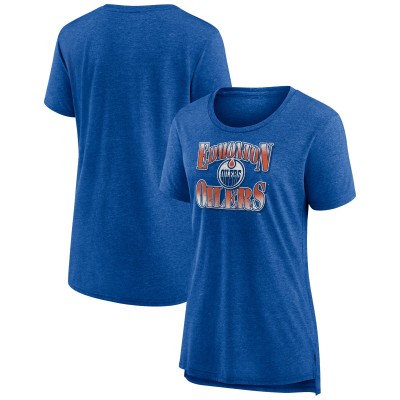 WoEdmonton Oilers Royal Crash the Net Tri-Blend T-Shirt