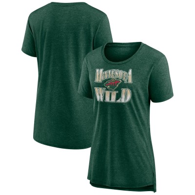 Женская Minnesota Wild Green Crash the Net Tri-Blend T-Shirt