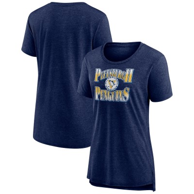 Футболка WoPittsburgh Penguins Navy Crash the Net Tri-Blend