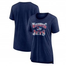 Футболка WoWinnipeg Jets Navy Crash the Net Tri-Blend