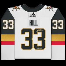 Игровая джерси Adin Hill Vegas Golden Knights Autographed Fanatics Authentic White adidas Authentic and 2023 Stanley Cup Final Patch with 2023 SC Champs Inscription
