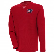 Columbus Blue Jackets Antigua Flier Bunker Tri-Blend Pullover Sweatshirt - Red