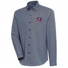 Columbus Blue Jackets Antigua Compression Tri-Blend Button-Down Shirt - Navy
